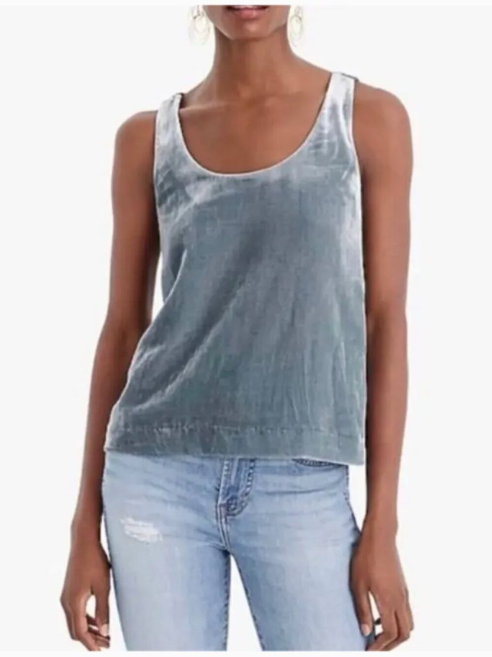 J. Crew Blue-Gray Velvet Sleeveless Top - Size 6